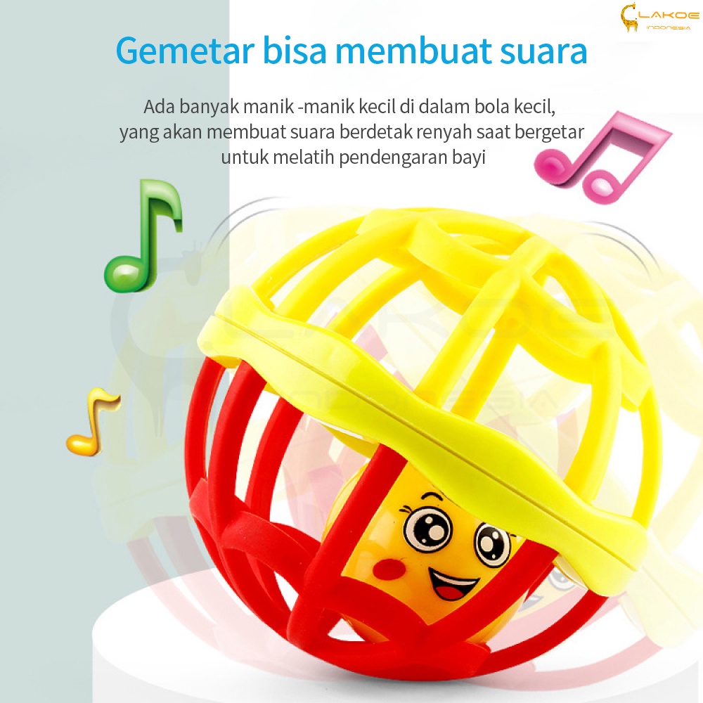 LAKOE Mainan Bayi/Bola Putar Rattle Teether Bahan Plastik Lembut Dengan Suara Kerincingan