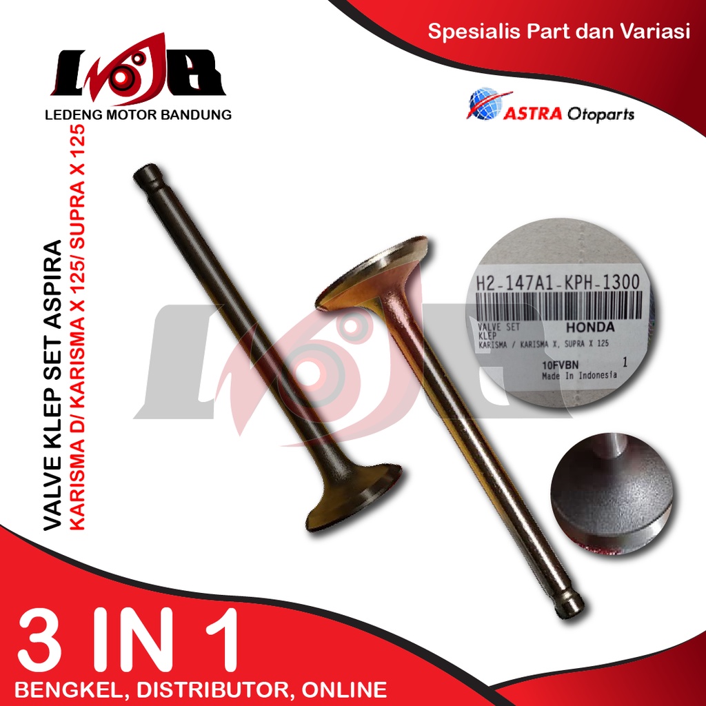 Aspira Klep Set In &amp; Ex Honda Supra X 125 Karisma D X Komplit Kode KPH Payung Klep Valve Kit Besar Kecil