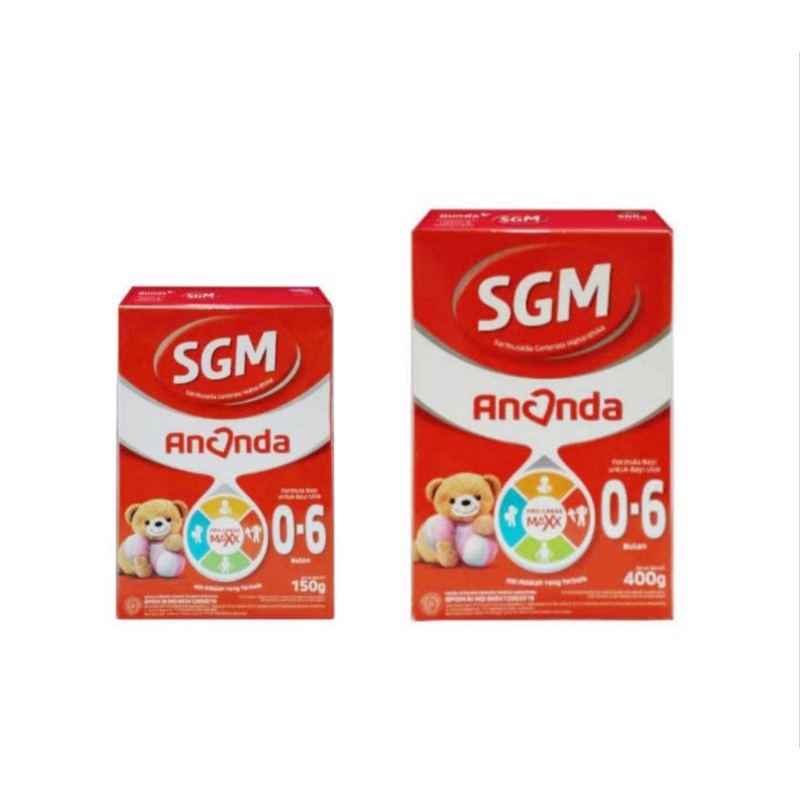 

SGM ANANDA 1 (0-6 BULAN) FORMULA BAYI BUBUK 400 GR 150 GR