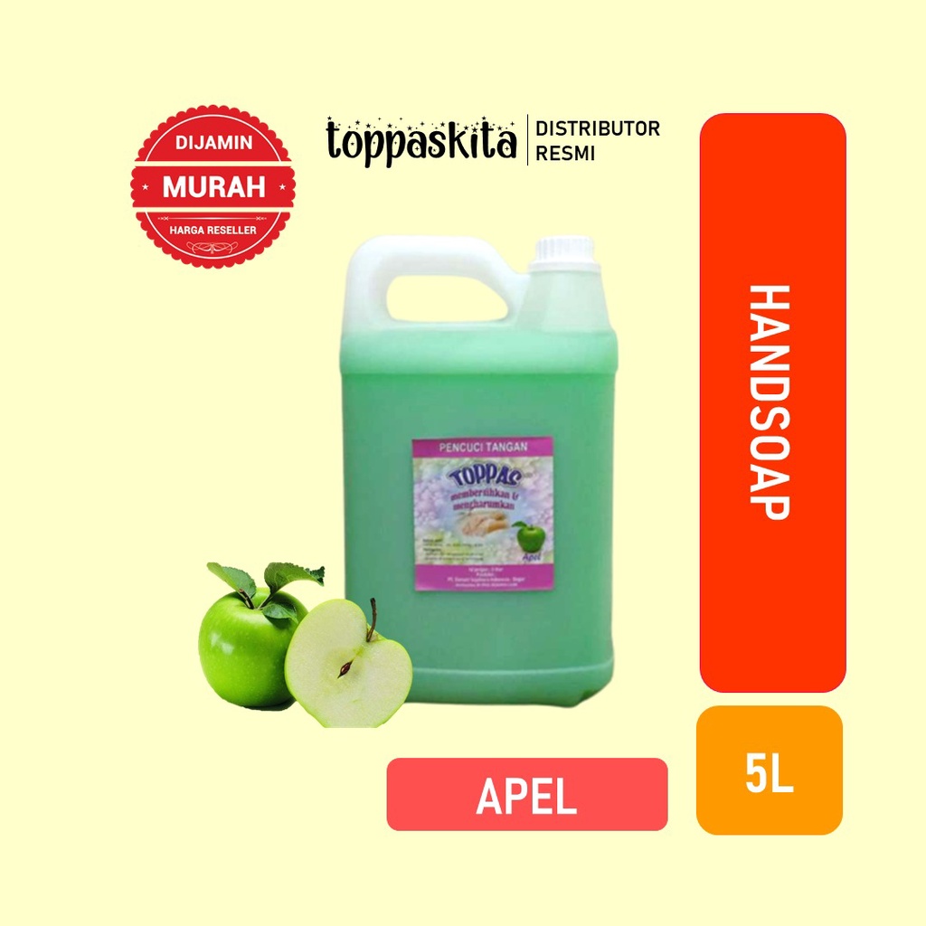 Toppas Sabun Cuci Tangan Cair 5 liter / Hand Soap Wangi Lembut Termurah