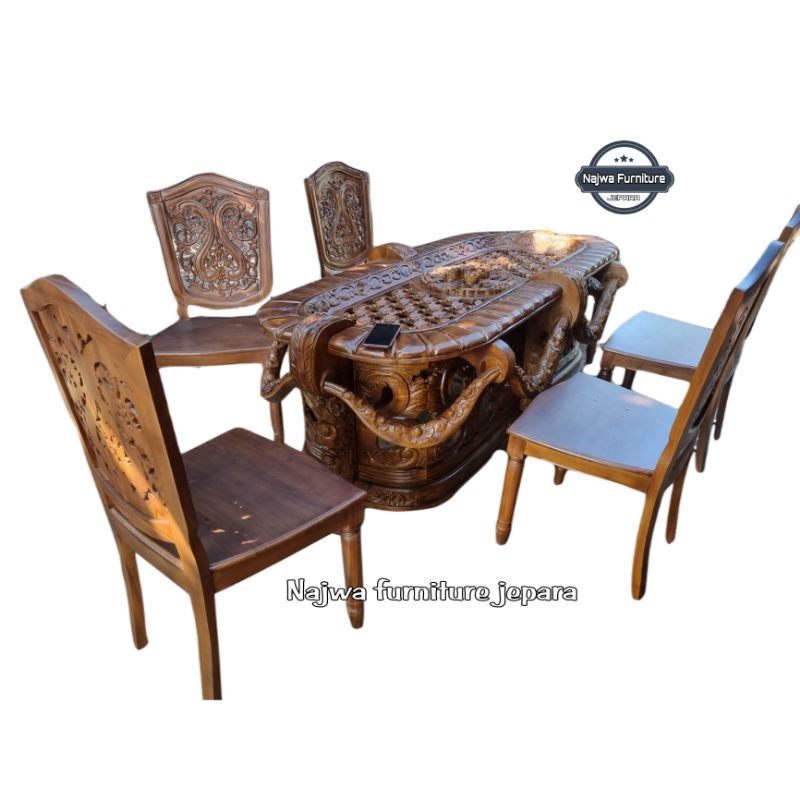 SET MEJA MAKAN UKIR LUXURY SET MEJA MAKAN MEWAH MEJA UKIR JEPARA SET MEJA JATI JEPARA HIGH QUALITY
