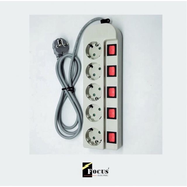 Stop Kontak 5 lb + Saklar Tersendiri + Kabel Uticon 1582 SW