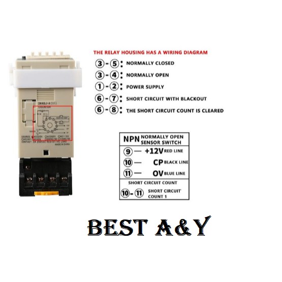 DH48J DH48J-11A 220V Digital Display Counter Relay Dual Signal Input 11 Pin