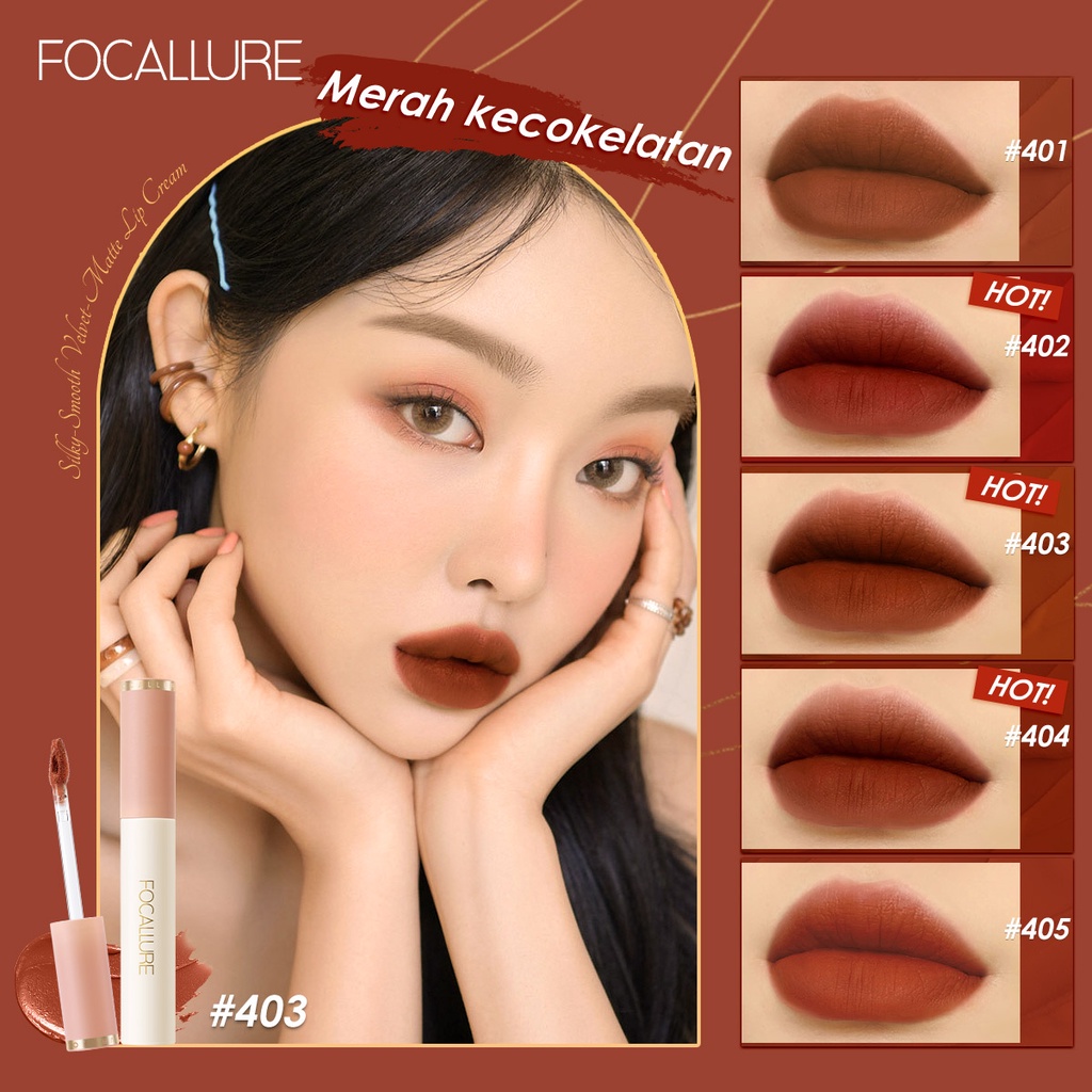 Focallure Nude Lip Cream Lipstik Silky Smooth Lip Cream Velvet-Matte Lipstick