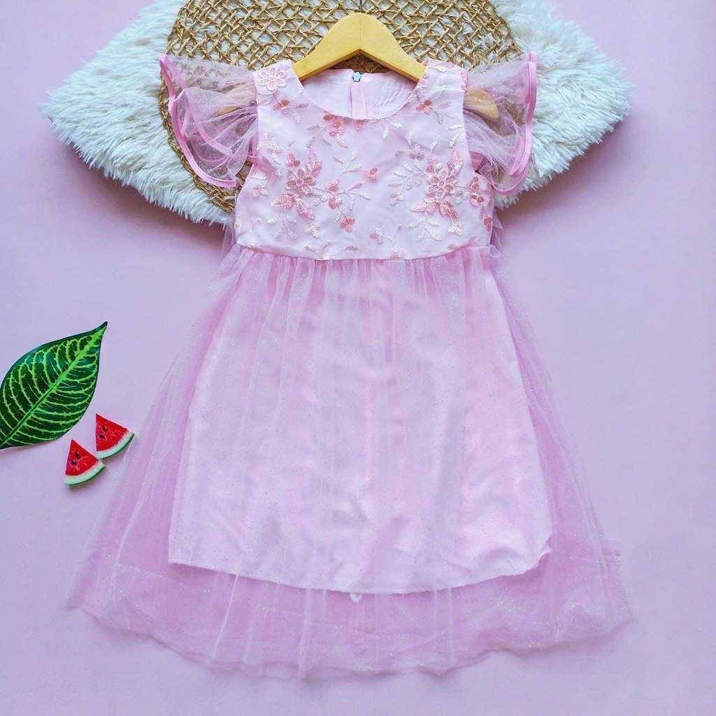 Promo !! Gaun pesta untuk anak perempuan Dress flower luxury spread uk 3-4 thn