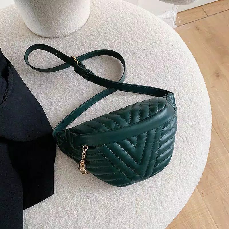 BJ1087 - BLACK/BLUE/GREEN/WHITE - TAS SLING BAG WAISTBAG SLEMPANG PINGGANG KECIL TALI PANJANG TAS WANITA FASHION IMPORT TERMURAH TERLARIS TERBARU BAGSTORE JAKARTA TAS BATAM GT1645 JTF4542 CR7134 ELJ087 LT1049