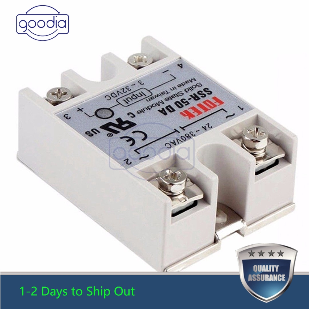 Modul Relay Solid State Ssr-50Da 3v~32v Dc Ke Ac 24v~380v 50a 250v Dengan Led 3~25ma