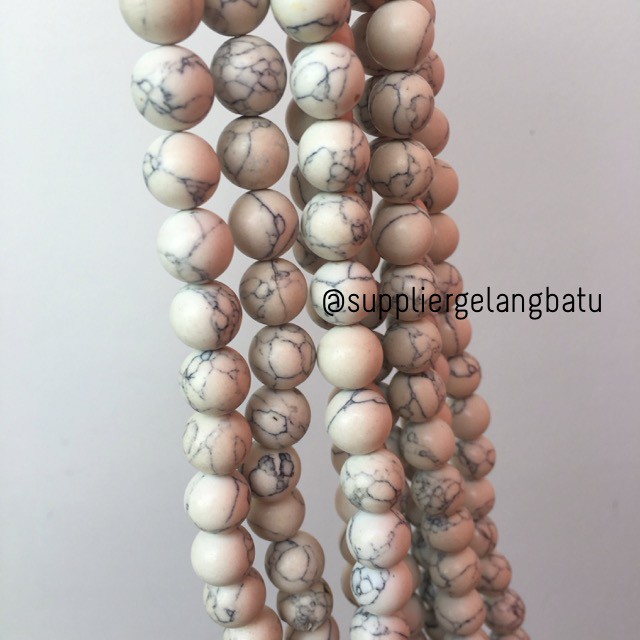 bahan pirus putih 12mm natural phyrus gelang kalung white howlite fashion pria wanita korea china