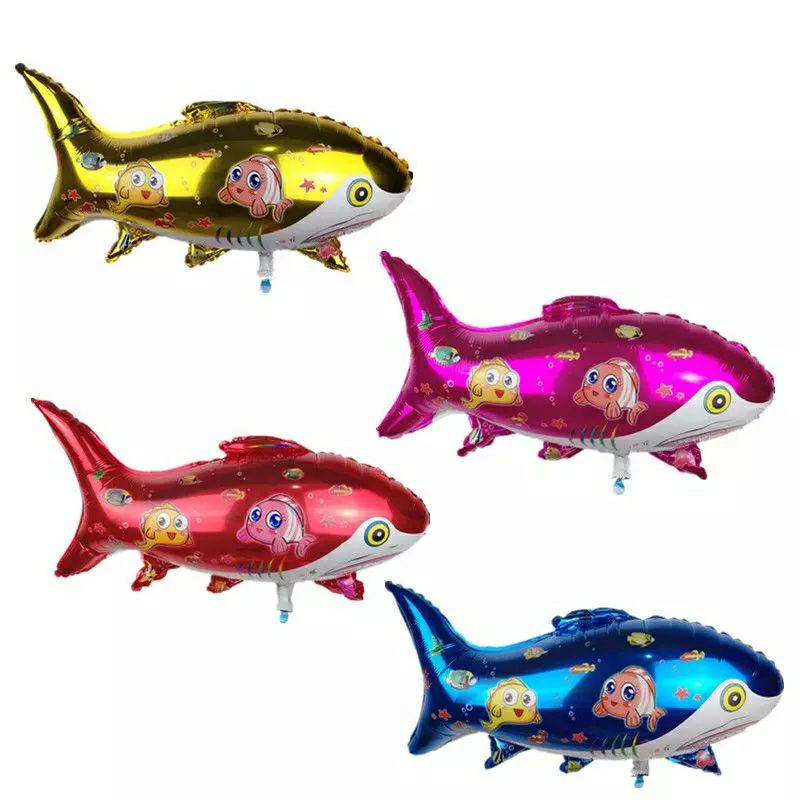 Balon foil ikan hiu/balon karaktet ikan hiu/ balon ulang thn