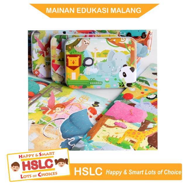 MAINAN EDUKASI MALANG PUZZLE KAYU JIGSAW PUZZLE 120 PCS LUCU KALENG