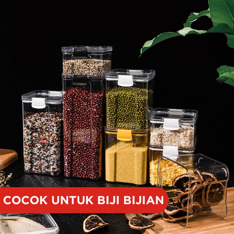 Toples Kotak Snack Kedap Udara Penyimpanan Bening Cereal Kontainer Makanan Food Storage Jar Container