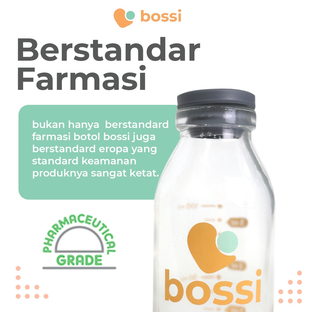 Botol Kaca Penyimpanan ASI Bossi 50 ml 1 Box Isi 8 Botol