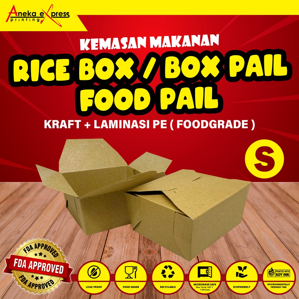 Box Pail Size S Food Grade Laminasi PE | Paper Lunch Box Model Box Pail Food Pail | Paper Rice Box |