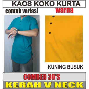 baju kurta dewasa kerah v neck / baju koko kerah v nek / kaos kurta v neck / kaos longline