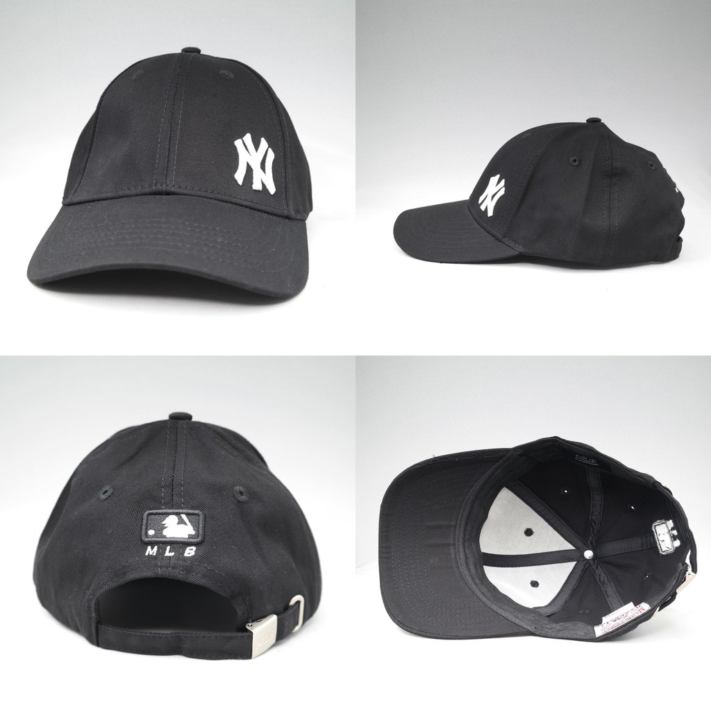 TOPI SNAPBACK MELENGKUNG NY  HITAM LOGO PUTIH KECIL