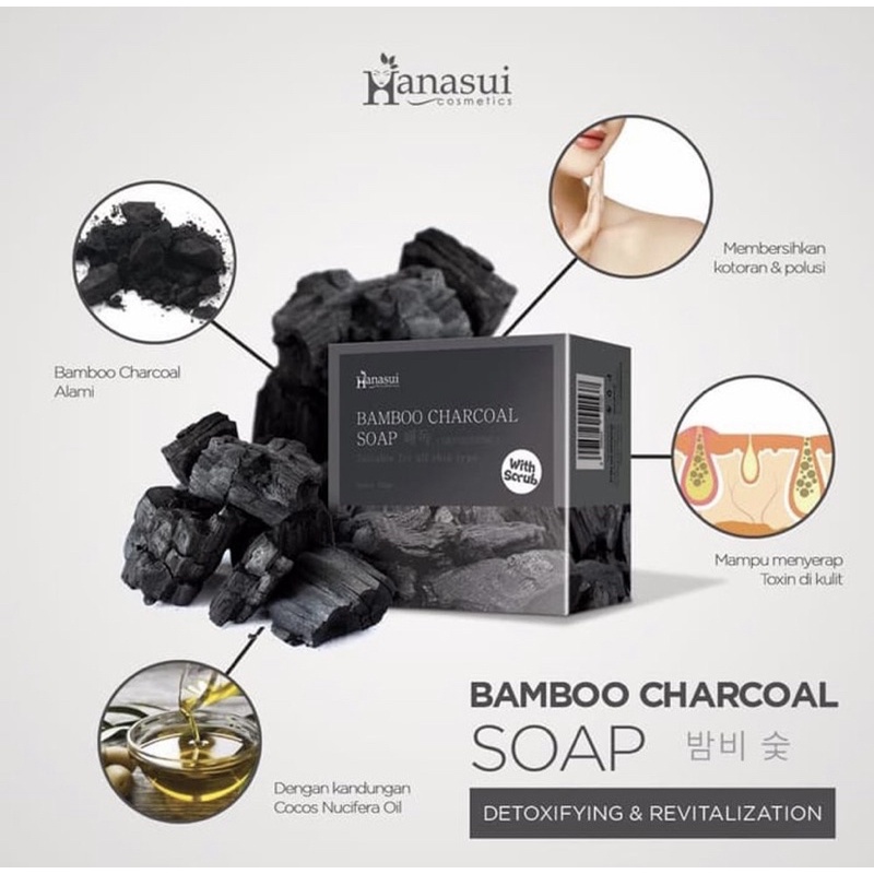 Sabun Charcoal Pemutih Wajah dan Badan/SABUN CHARCOAL ORIGINAL/SABUN HANASUI CHARCOA