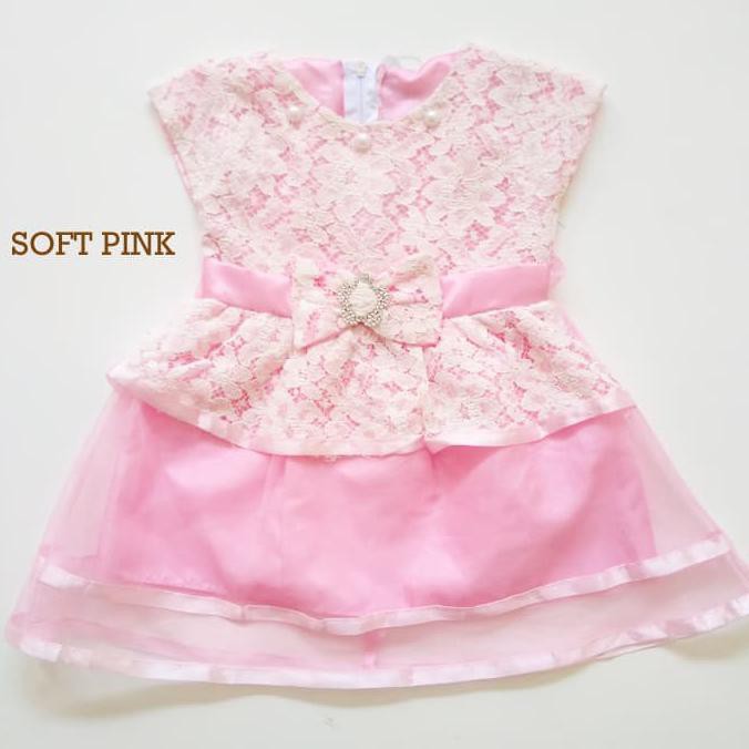 Promo Flash Sale Gaun Pesta Anak Gaun Bayi Bahan Satin Kombinasi Brokat Dress Meymey