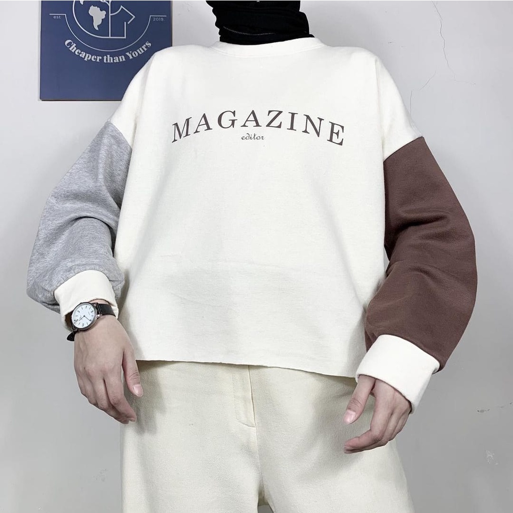 sweater oversize / MAGAZINE COMBIE SWEATER / crewneck wanita oversize