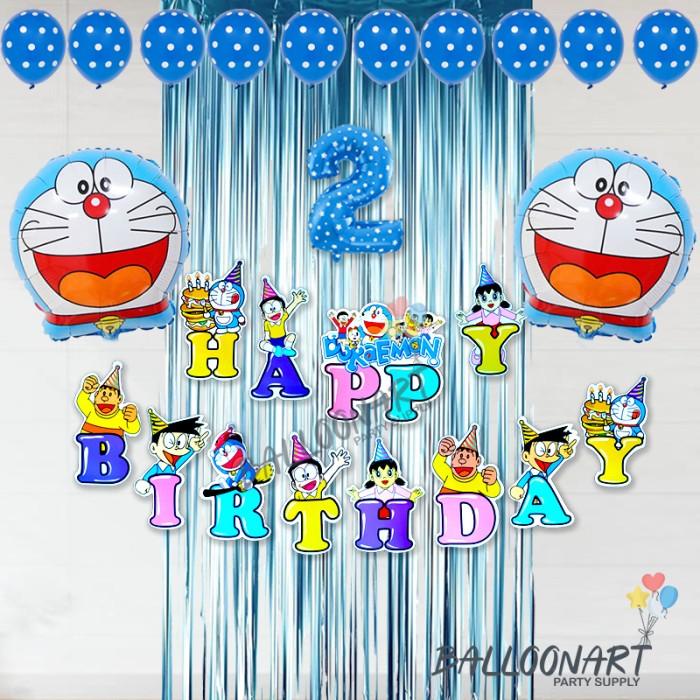DORAEMON SIMPLE DEKORASI SET/BALON FOIL/DEKORASI ULANG TAHUN ANAK
