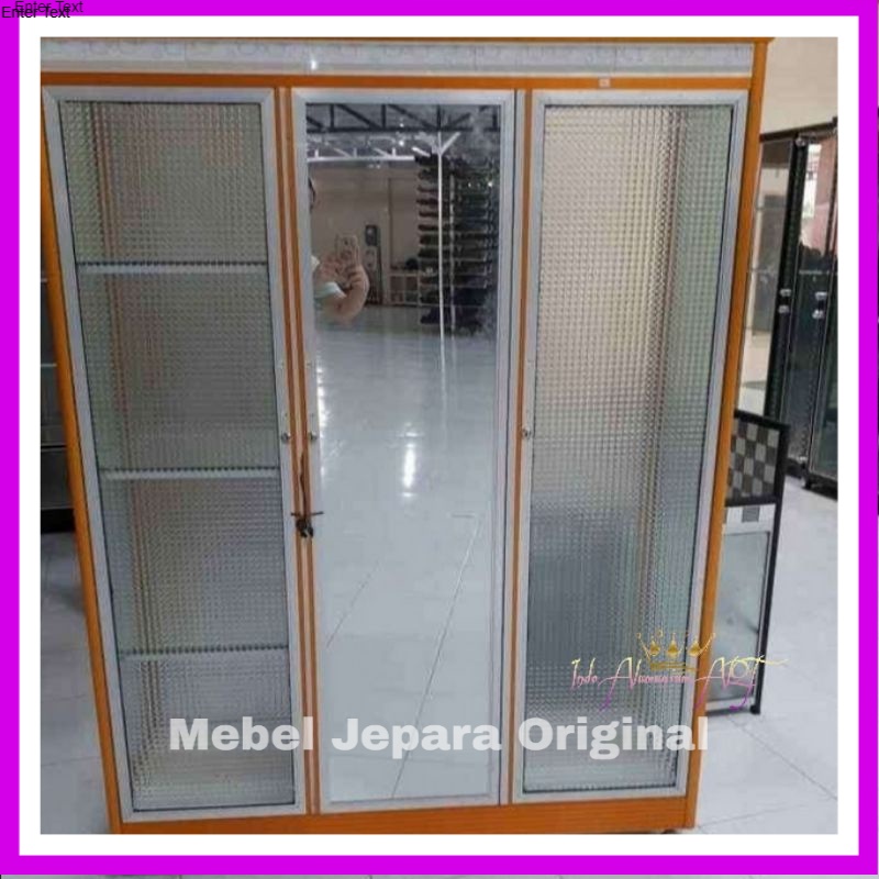 Lemari Pakaian Kaca - Lemari Hias Pajangan Minimalis Bahan Alumunium