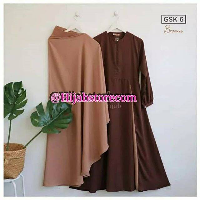 Gamis set cadar tali kombinasi Aisyah syari bahan kain wolfis khimar non pet dress gamis