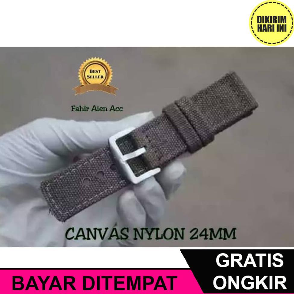 (BAYAR DITEMPAT) OE5168 TALI JAM TANGAN NYLON 24MM CANVAS STRAP TALI JAM KANVAS NYLON COKLAT