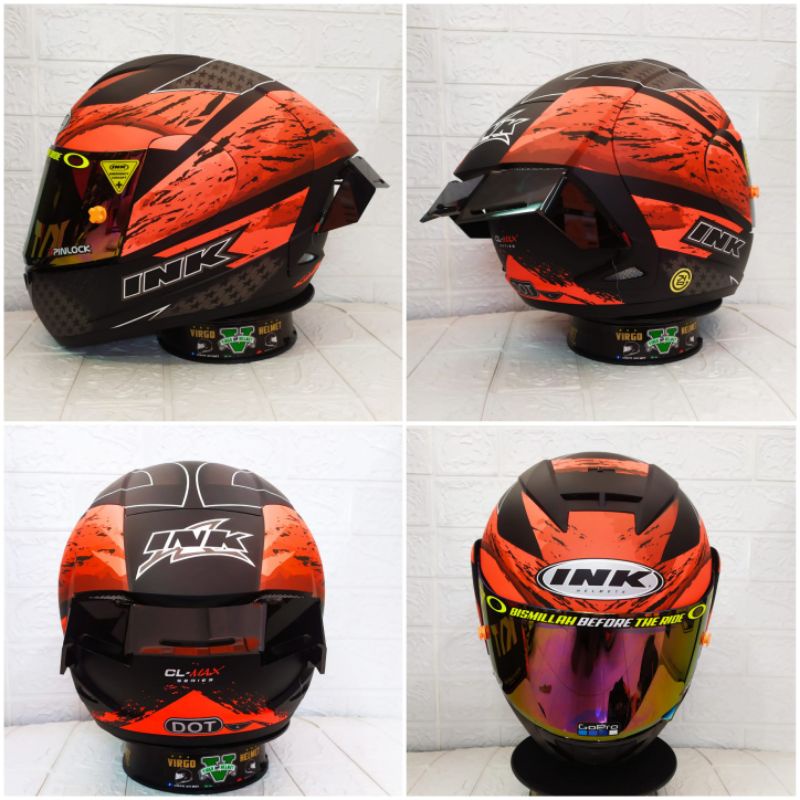 INK CL MAX MOTIF SERI #7 MATT RED FLUO PAKET GANTENG VISOR IRIDIUM + SPOILER