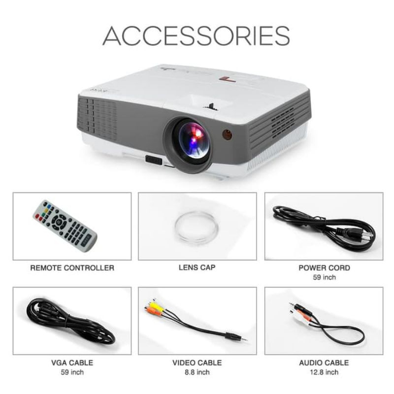 PLus Portable LED Proyektor / Projector 2600 Lumens HDMI 1080p