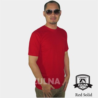 Zulna Distro Baju Kaos  Polos  Red Solid  Pendek Kaos  Pria 