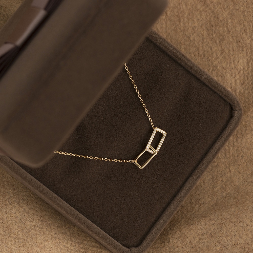 [  Elegant  Creative Metal  Shiny Rectangular Pendant  ][ Ladies   Sliver Golden Clavicle Necklace  ] [ Girlfriends Gifts Jewelry Accessories ]