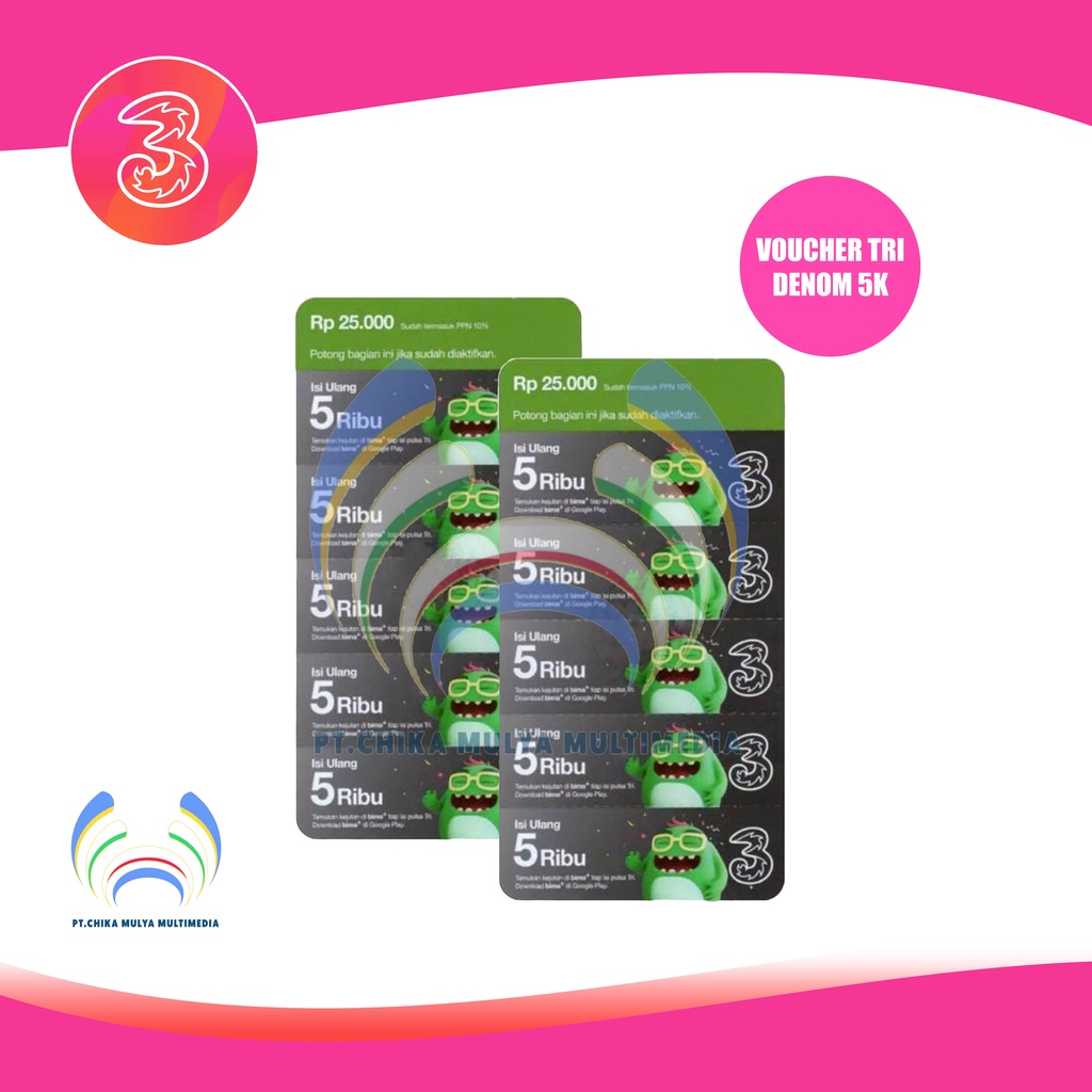 Voucher 3/Tri/Three Denom 5K MURAH