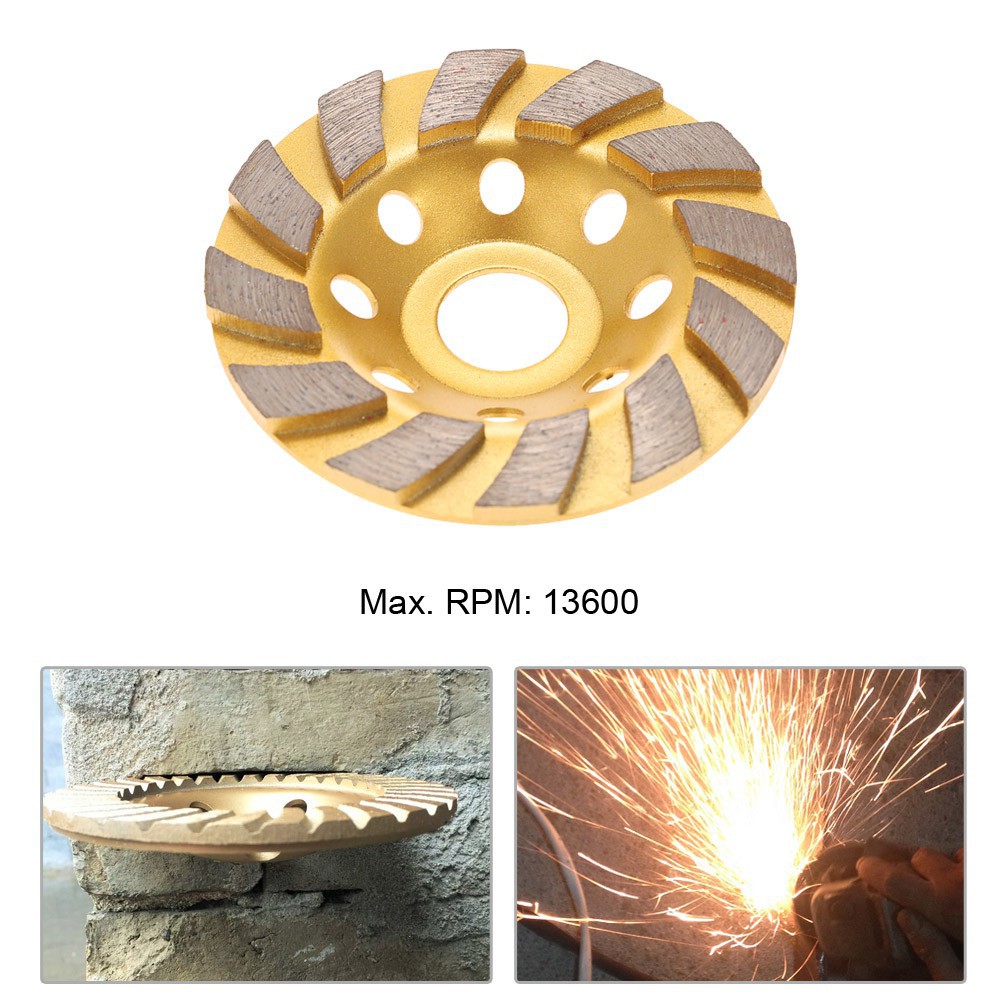 KKmoon 100mm 4 Diamond Segment Grinding Wheel Disc Bowl Shape Grinder Cup Concrete Granite Masonry Stone Ceramics Terrazzo Marble for Building Industry