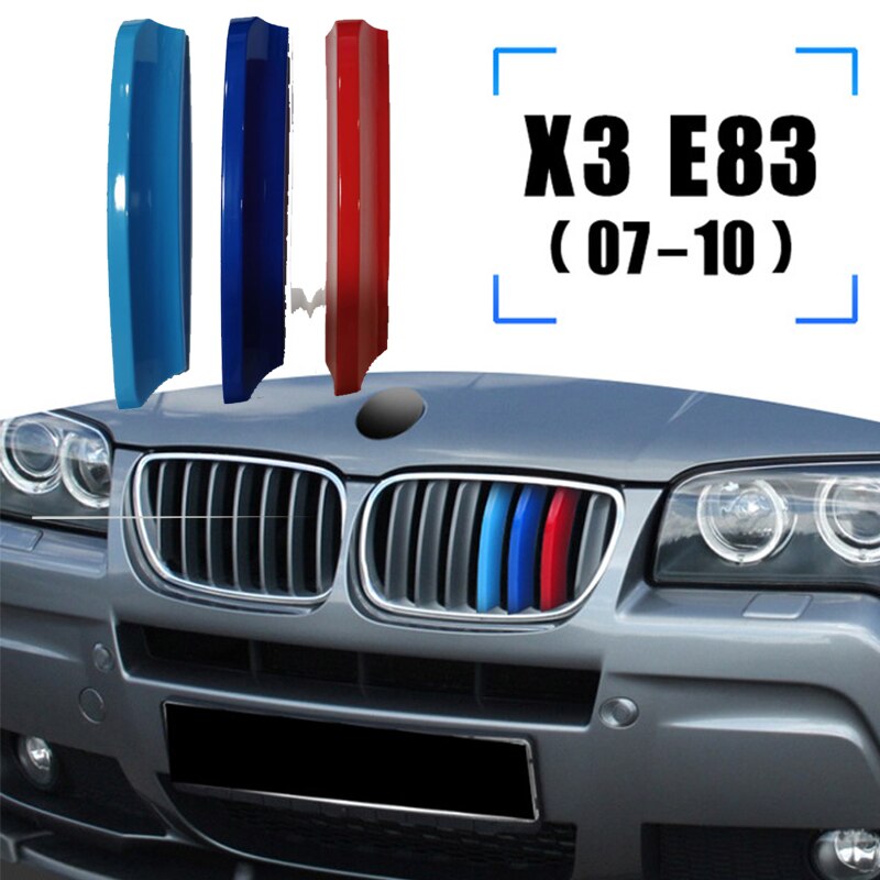 Klip Grill Gill 3 Warna untuk BMW X3 E83 F25 G01 X4 F26 G02 2003-2020 Car Racing Grille Strip Trim Clip