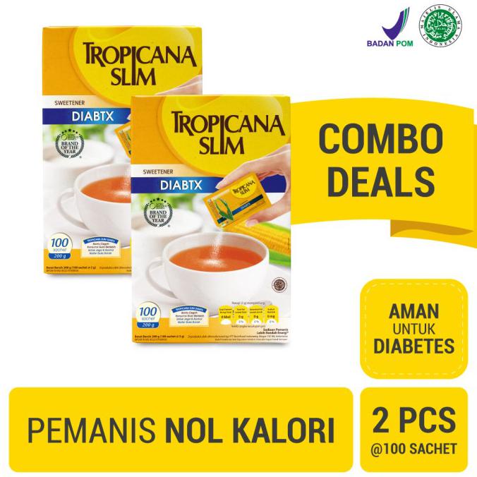 

Big Sale Twin Pack: Tropicana Slim Sweetener DIABTX (100 Sachet) Promo Awal tahun