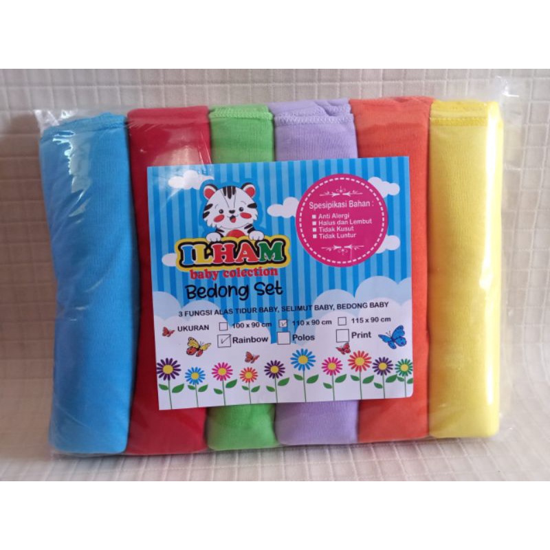 6PCS BEDONG BAYI RAINBOW UK 110X90 DAN 115X90CM BAHAN ADEM LEMBUT HALUS