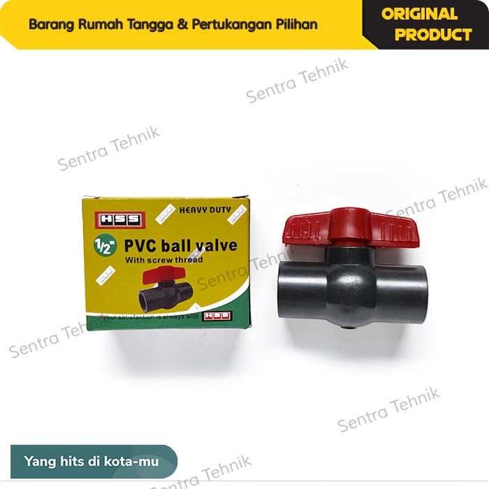 Ball Valve PVC Abu 1/2&quot; Drat Dalam Stop Kran Plastik Ballvalve Paralon Drat