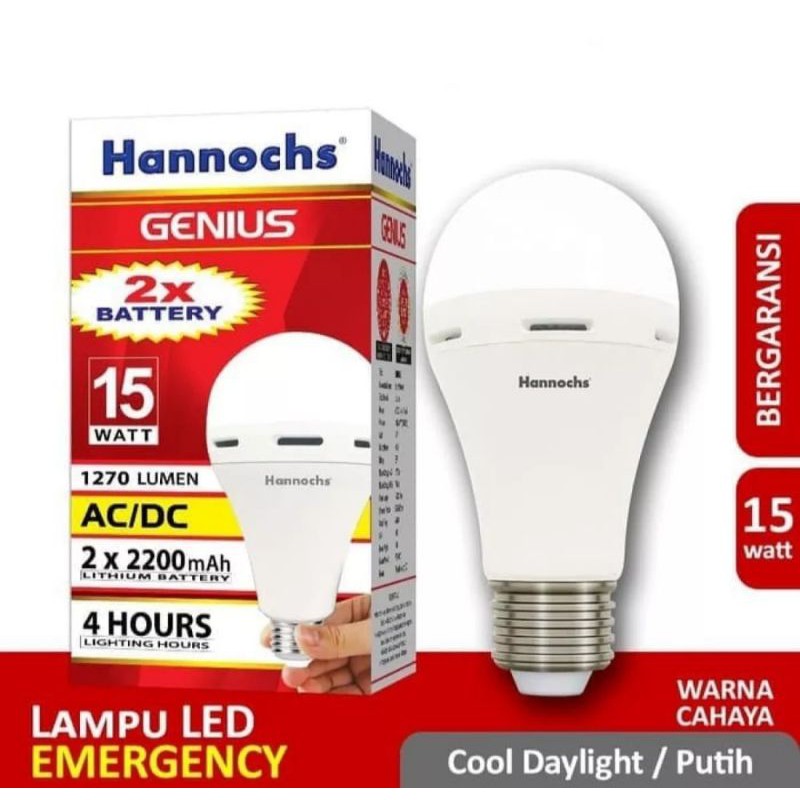 LAMPU EMERGENCY LED HANNOCHS GENIUS 15W 15WATT 15 W / LAMPU LED HANNOCHS GENIUS 15W 15WATT 15 WATT