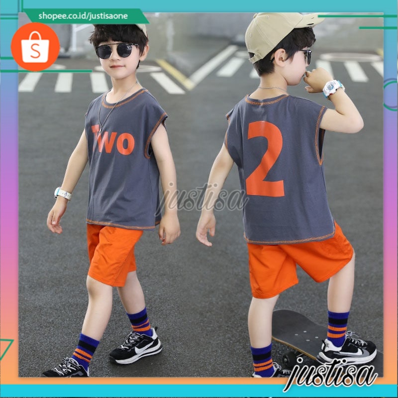 Promo !! Setelan baju anak cowok / setelan two orange fanco ukuran 2-4tahun / Setelan anak import keren