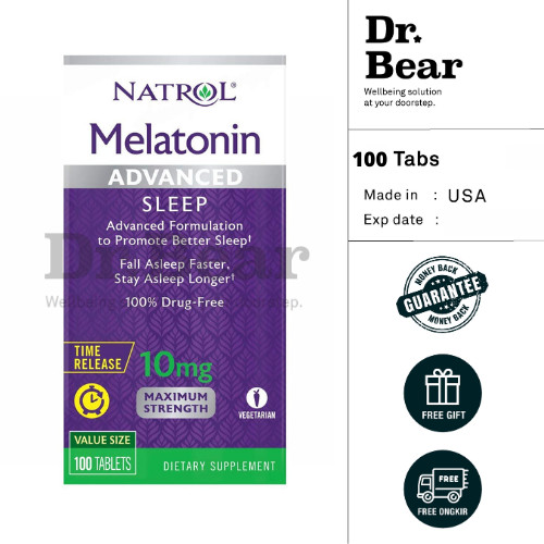 Natrol Melatonin 10 Mg Time Release - 100Tabs / Tidur Nyenyak/ Insomnia/ Gelisah/ Cemas/ Gangguan ti