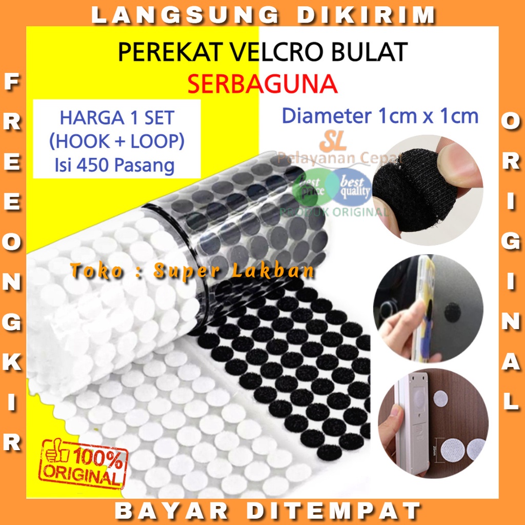 Velcro Perekat Bulat Double Side Stiker 450 PASANG Perekat Serbaguna