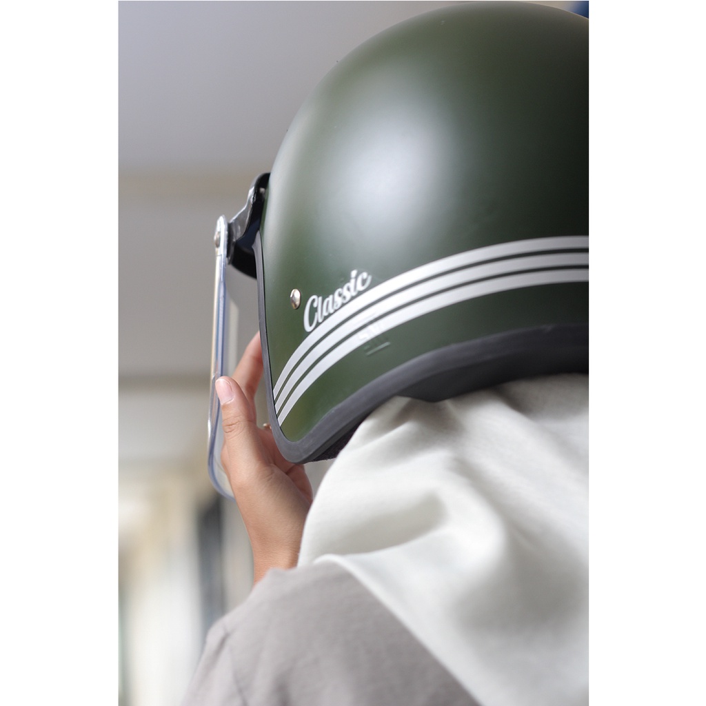 Helm Bogo Classic Full Leher / Helm Untuk Pria Dan Wanita Dewasa SNI