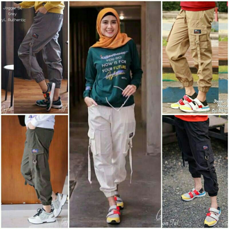 (Size M-XXXXL) CARGO JOGGER PANTS WANITA || CELANA CARGO (BB 40-84kg)