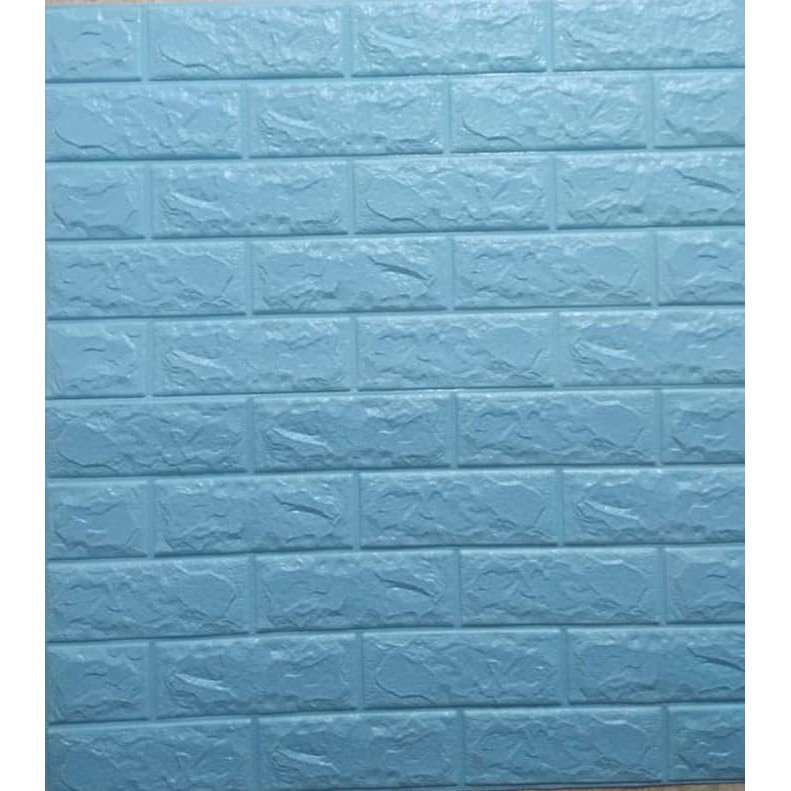 Wallpaper Foam 3D Stiker Dinding Wallfoam Dekorasi Rumah Motif Bata Murah Ukuran 70 x 77 cm-Biru 77