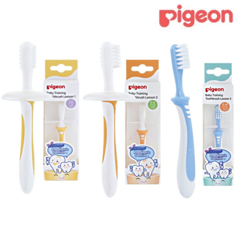 Pigeon Baby Training Toothbrush Lesson 1 Lesson 2 Lesson 3 - Sikat Gigi Bayi