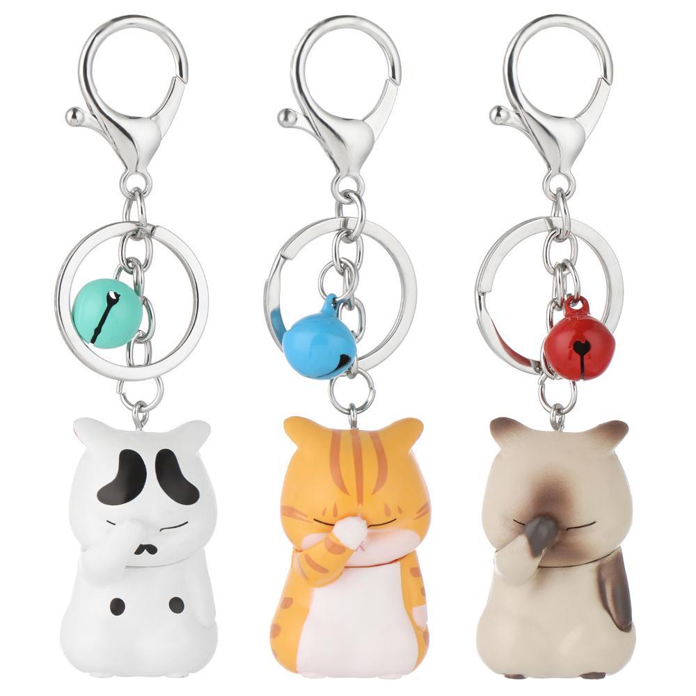 Lily 1/3PCS Gantungan Kunci Wanita Lucu Dengan Desain Kucing Bell