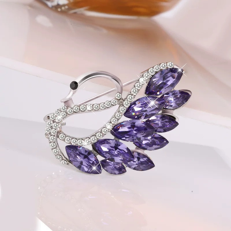 High-end Retro Mutiara Zirkon Bros Opal Swan Kupu-kupu Merak Bunga Berlian Imitasi Bros Aksesoris indah-35#