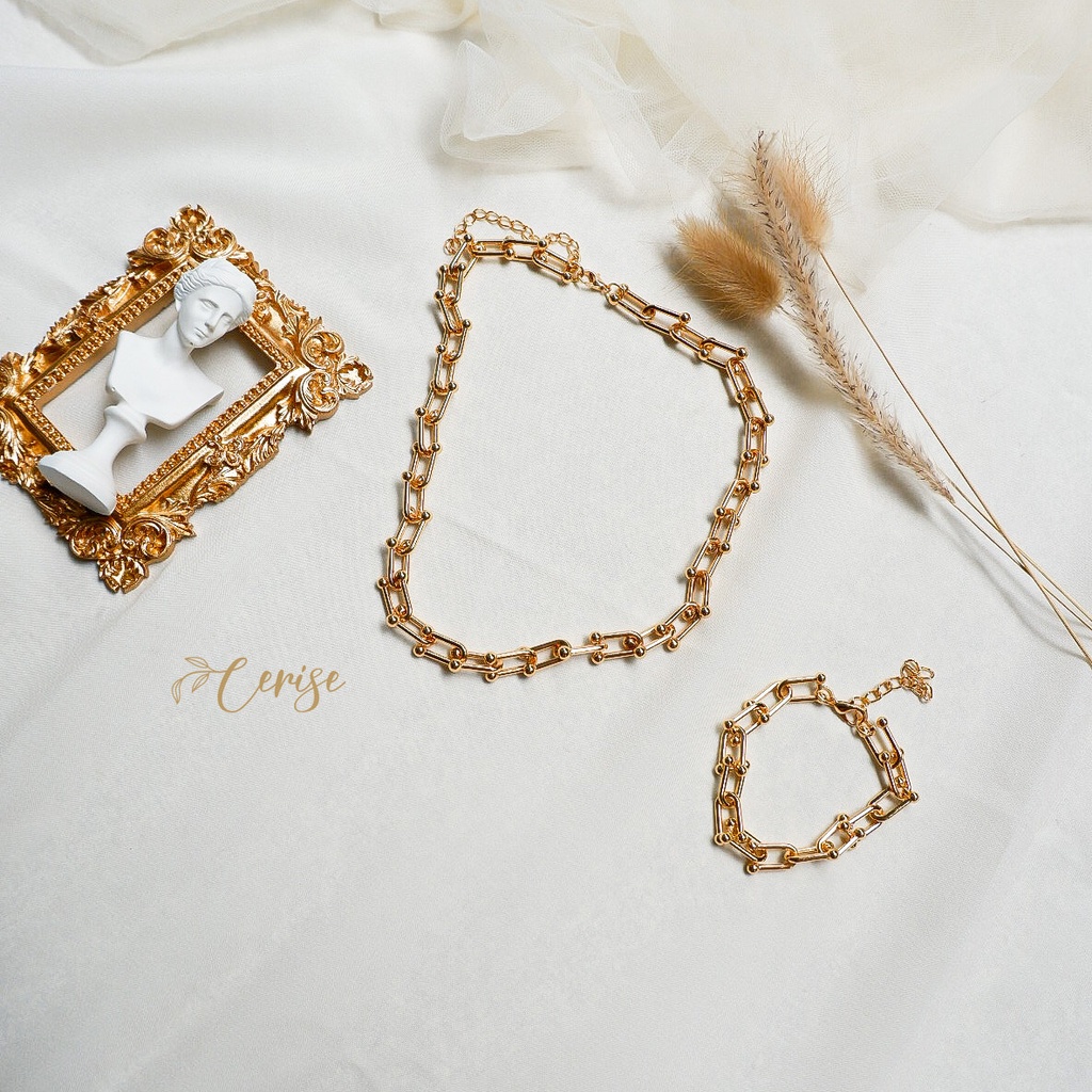 Valerie Necklace &amp; Bracelet | Kalung gelang rantai emas gold korea cantik aksesoris wanita trendy stylish