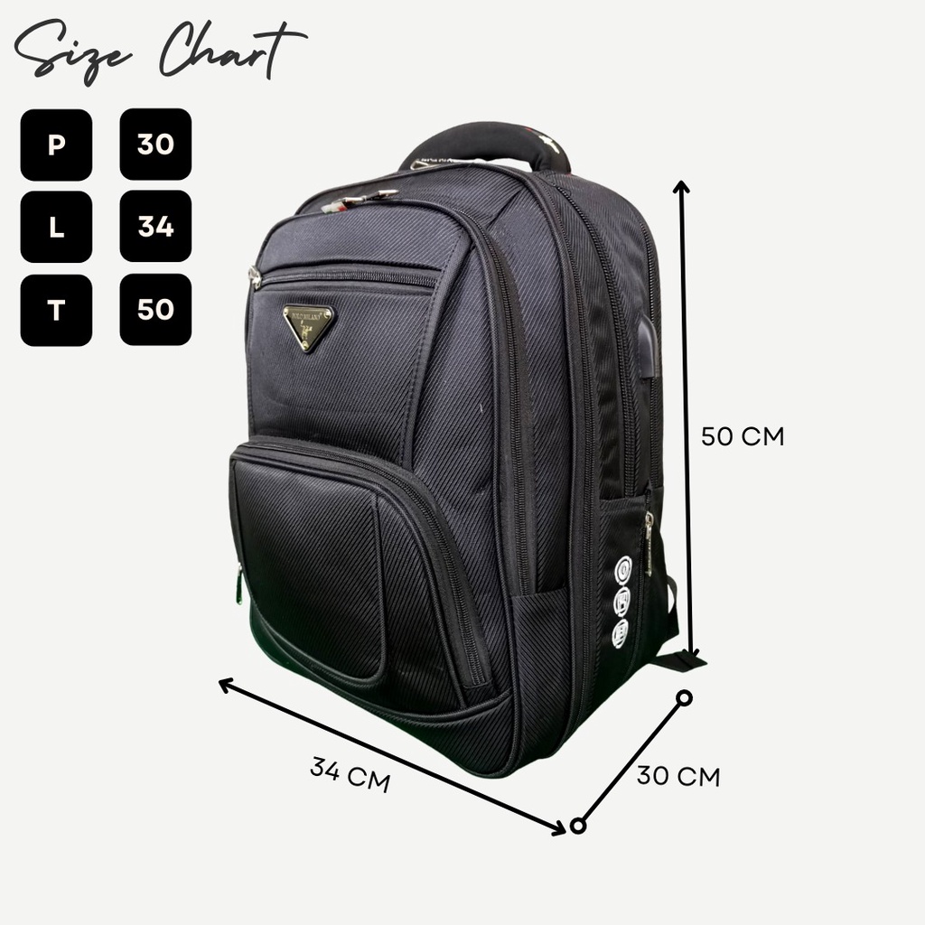 Polo Milano 88352 Tas Ransel Laptop Expandable 40L Batok belakang Bonus Botol