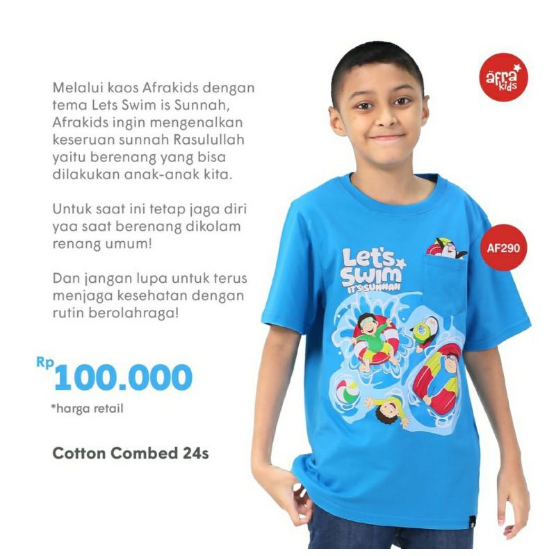 Kaos Couple Afrakids AF290 dan AF291 &quot;Lets Swim is Sunnah&quot;