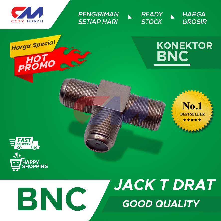 BNC DRAT CABANG || CONNECTOR BNC T DRAT SPLITTER || BNC T SAMBUNG KABEL ANTENA CCTV TV AUDIO DLL